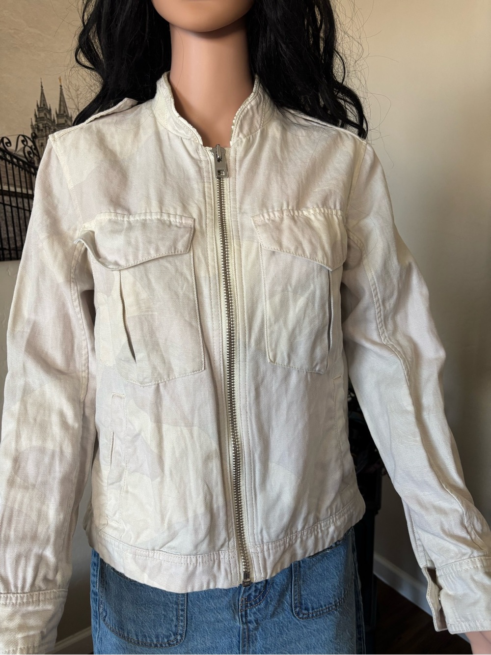 Zadig & Voltaire Cream Zip-Front Utility Jacket